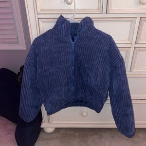 Blue puffer jacket